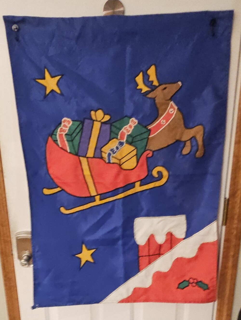 Holiday Reindeer & Sleigh Large Size Pole Flag